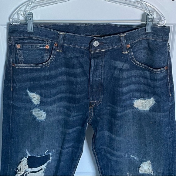 Levi’s 501 Destructed Button Fly Denim Jeans Blue 29859 - Picture 3 of 16